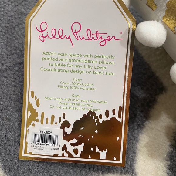 New with Tags Lilly Pulitzer Gold & White Pillow - Picture 5 of 5